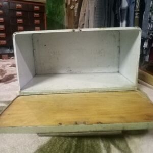 Vintage White and Brown Bread Box
